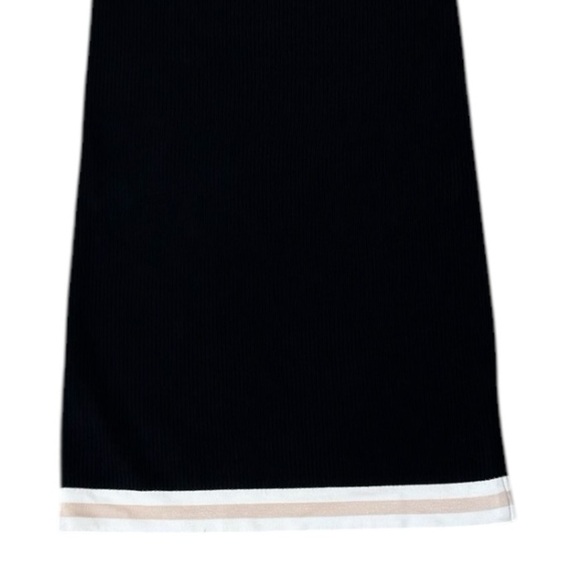 HOUSE OF HARLOW 1960 Black Midi Skirt Ivory Cream Trim Stripe Ribbed Size M - Picture 3 of 6